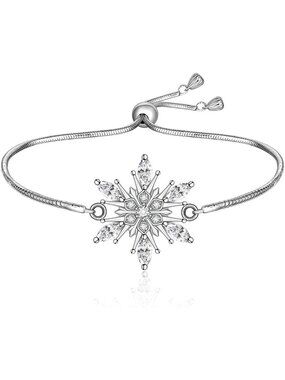 Winter Snowflake Bracelet for Women | Sterling Silver Christmas Jewelry Gift